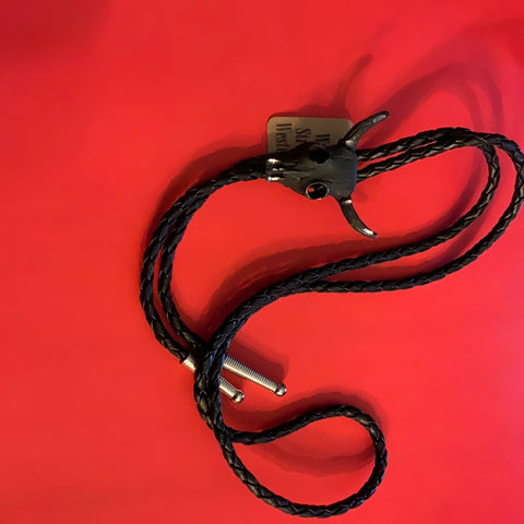 Longhorn Skull Bolo Matte Black