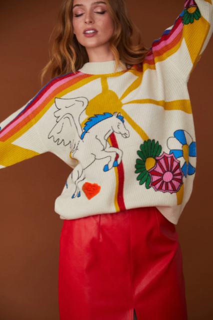 Unicorn Multicolor Cashmere Blend Sweater One Size Unisex