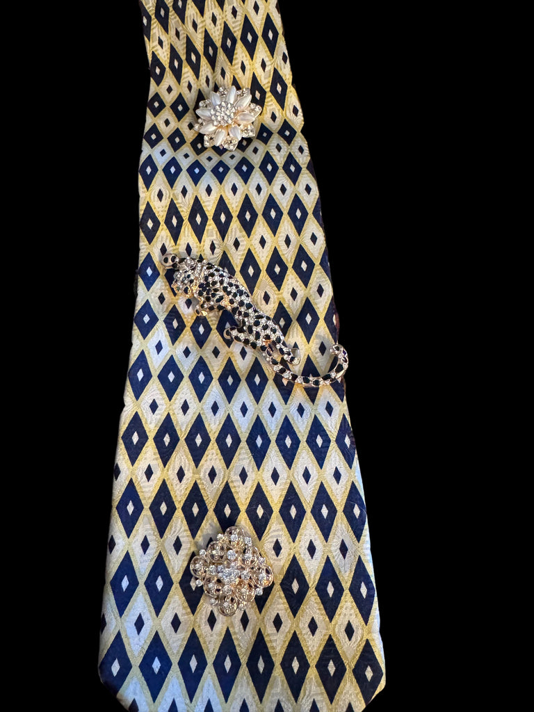 Custom Brooch Vintage Silk Tie #33