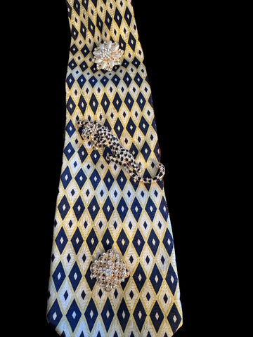 Custom Brooch Vintage Silk Tie #33