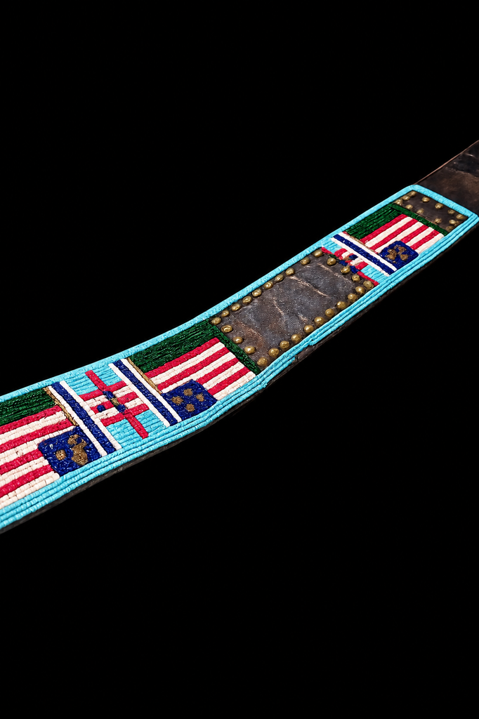 Vintage Beaded Belt Leather Plains 34”