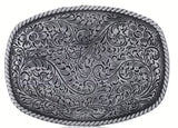 Engraved Rope Edge Western Belt Buckle Vintage Look
