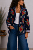 Fire Sacred Heart Jacket Embroidered Velvet