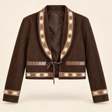 Vintage Suede Jacket Arrow Leather Trim L