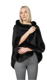 Bakni Black Cashmere Shawl Fox Trim NWT