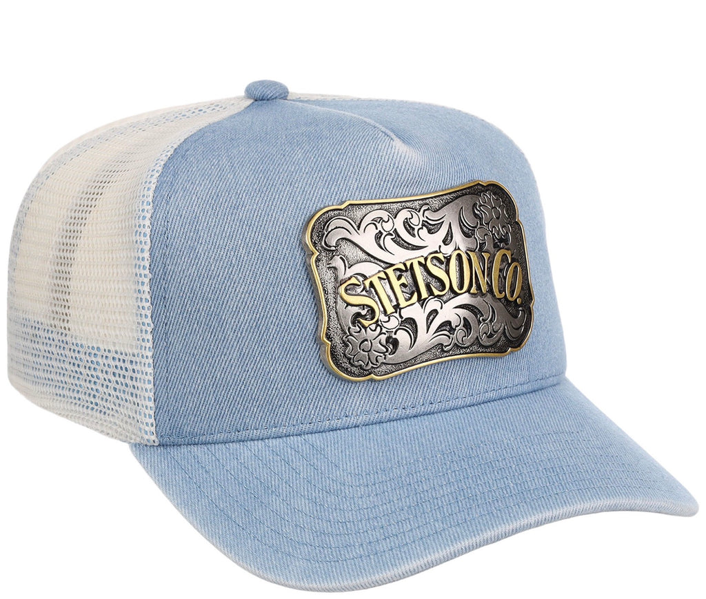 Stetson Denim Metal Logo Buckle Western Cap