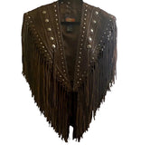 Vintage Suede Hand Tied Fringe Studs Shrug O/S