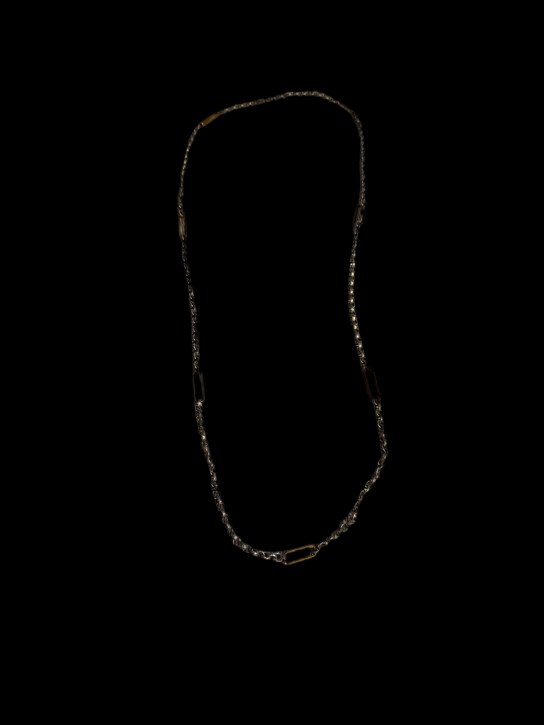 Long Silver Brass Vintage Chain Necklace