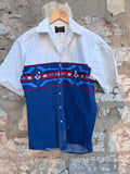 Vintage S/S Aztec Pearl Snap Shirt S
