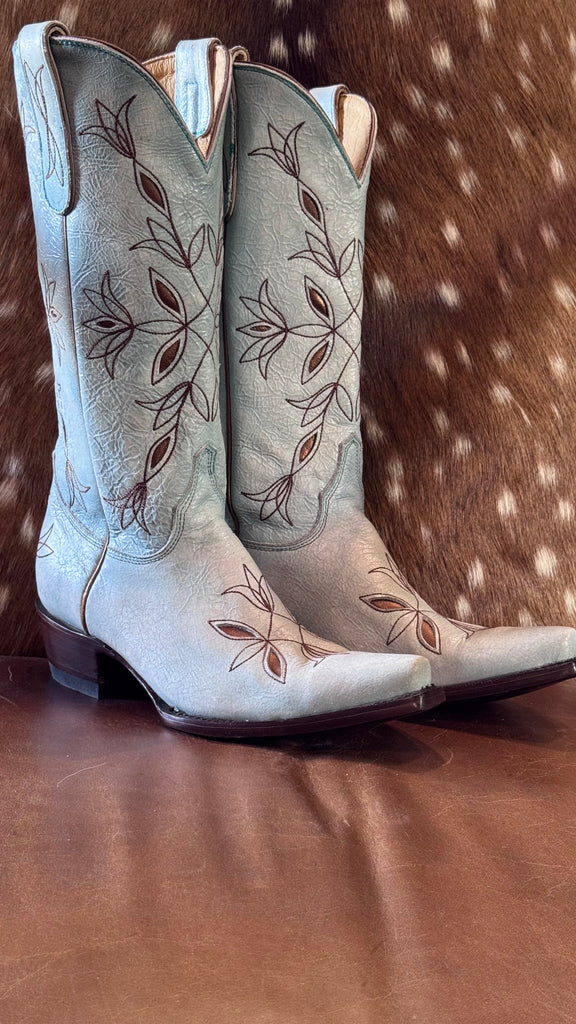 New Old Gringo YKY 7.5  Blue Bronze Inlays Boots