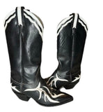 New Vintage Black White Mahan Boots 6