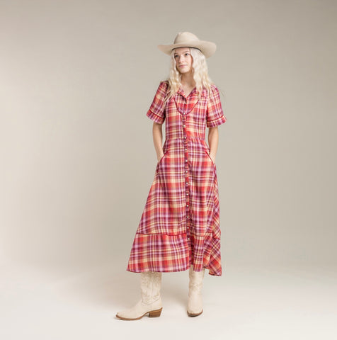 La Dahlia Dress Rose Plaid