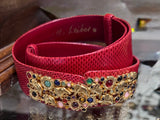 Judith Leiber  Vintage Gemstone Red Lizard Belt