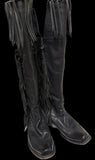 Fringe Tall Black Boots 10 Zipper Vintage
