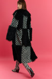 Checkered Faux Fur Coat