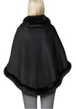 Bakni Black Cashmere Shawl Fox Trim NWT