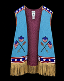 Vintage Beaded Vest USA Flag Stars Horse Fringe “As Is”
