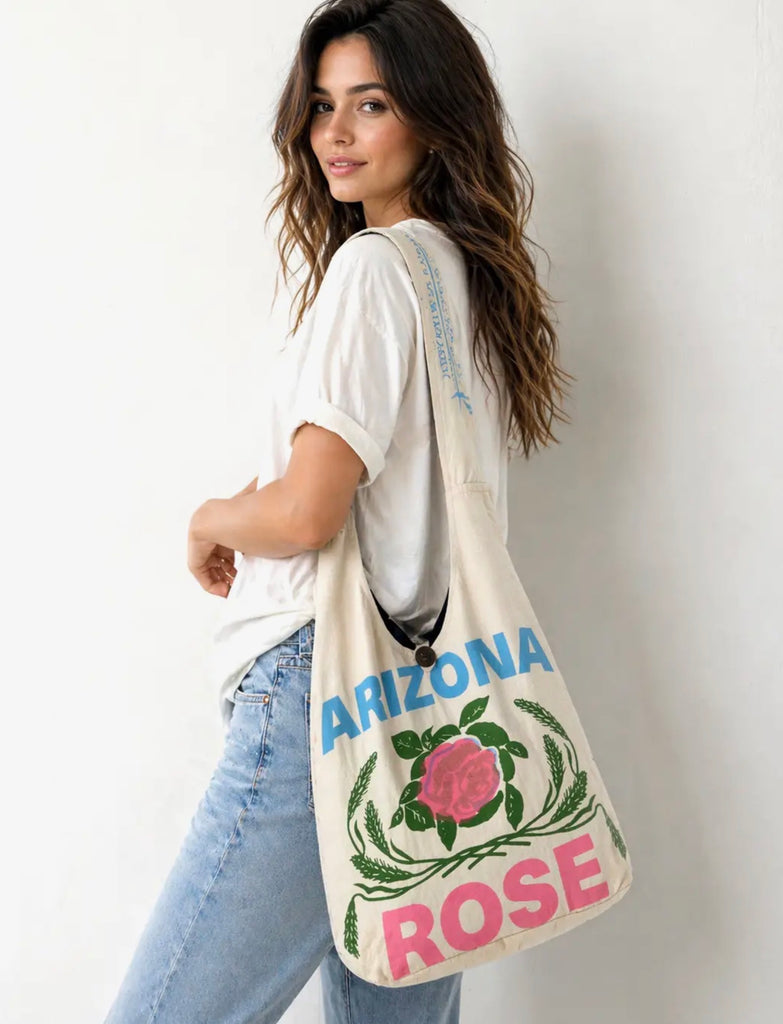 Vintage Print Feed Sack Hobo Bag