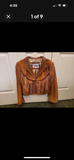 Short Soft Vintage Leather Fringe Jacket M