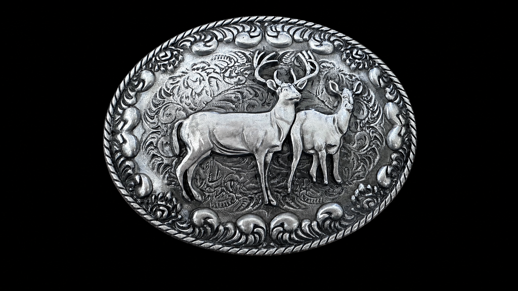 Buck Doe Hunter Nature Buckle