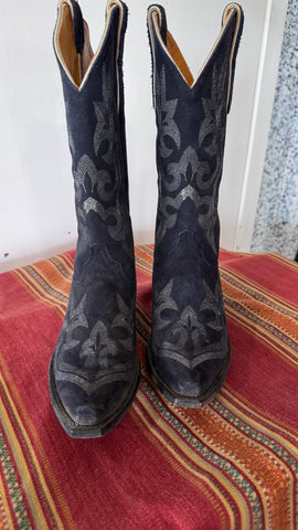 VINTAGE NAVY SUEDE 13” DIEGO BOOTS 7.5 OLD GRINGO