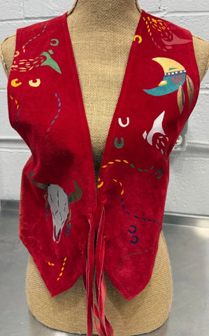Vintage Hand Painted Vest Bronco Rider S