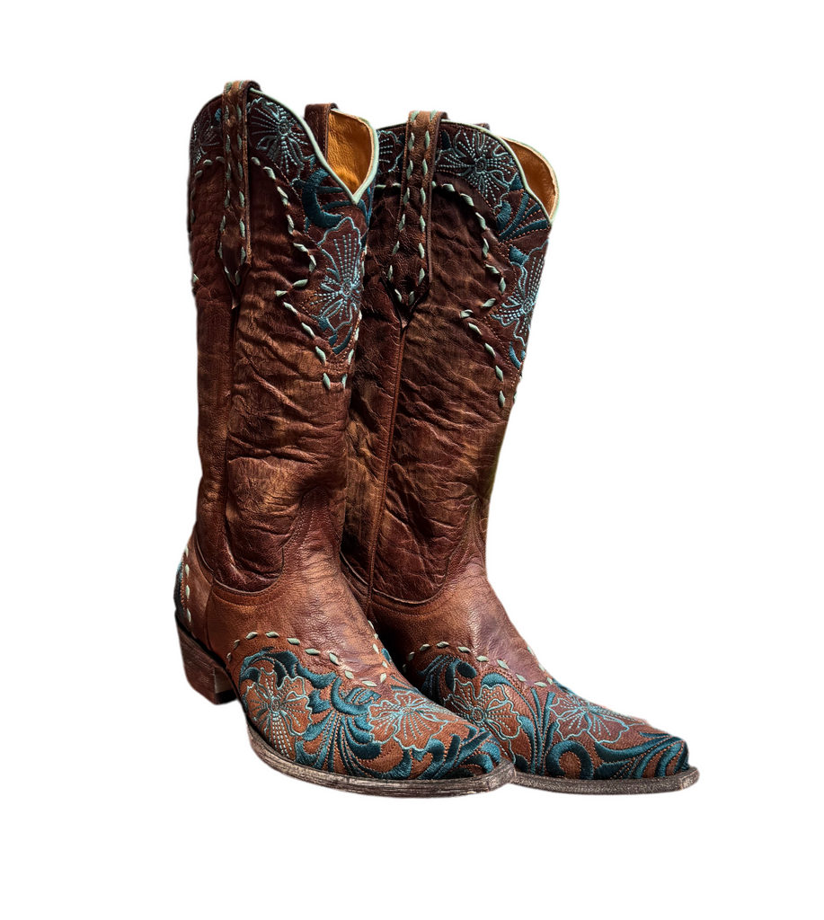 Erin 13” Brown  Teal Boots 8.5
