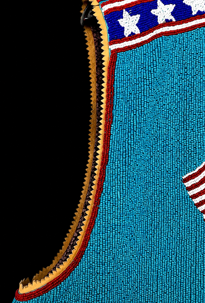 Vintage Beaded Vest USA Flag Stars Horse Fringe “As Is”