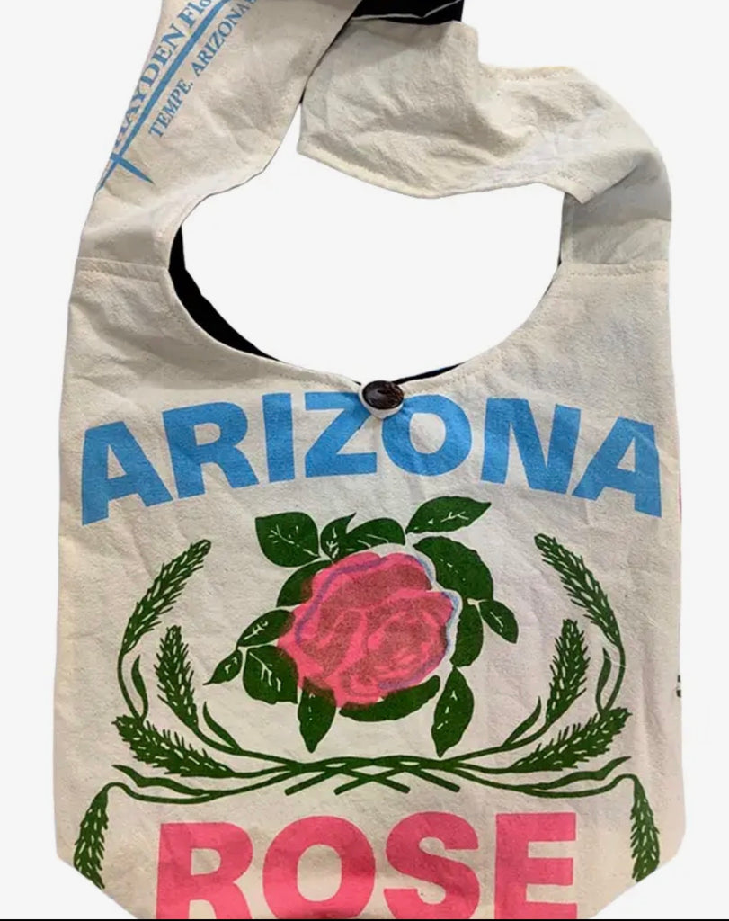 Vintage Print Feed Sack Hobo Bag