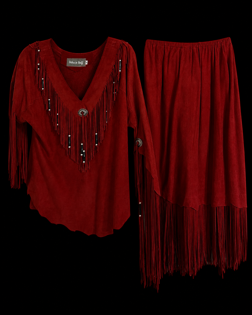Vintage Suede Fringe Top Skirt Set Patricia Wolf S