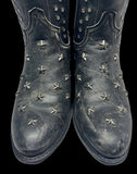 Star Studded Leather Ankle Boots Zippers 8.5B