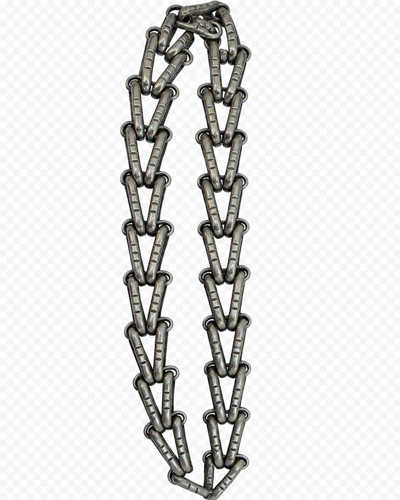 Vintage Heavy Sterling Silver Southwestern Handmade Link Chain Necklace with Removable Cross Pendant