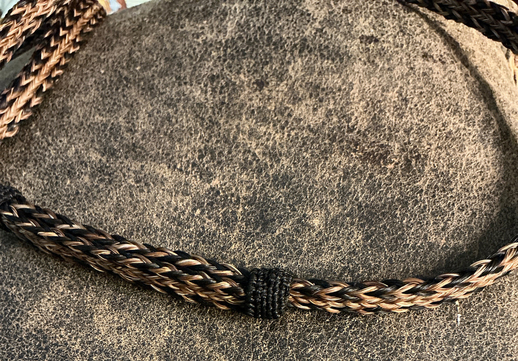Horsehair Hatband 3 Strand Knots Sorr/Blk