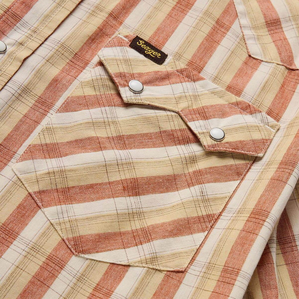 Sawtoof S/S White Wash Plaid Pearl Snap Shirt