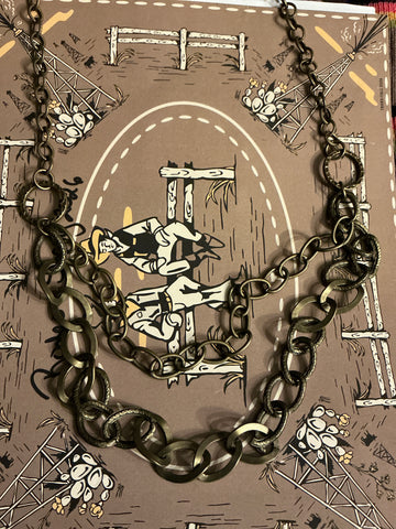 Brass 2 Strand Chain Link Necklace