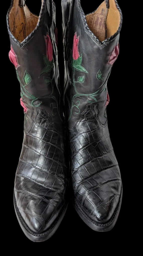 Très Outlaws Custom Crocodile Pink Floral Boots