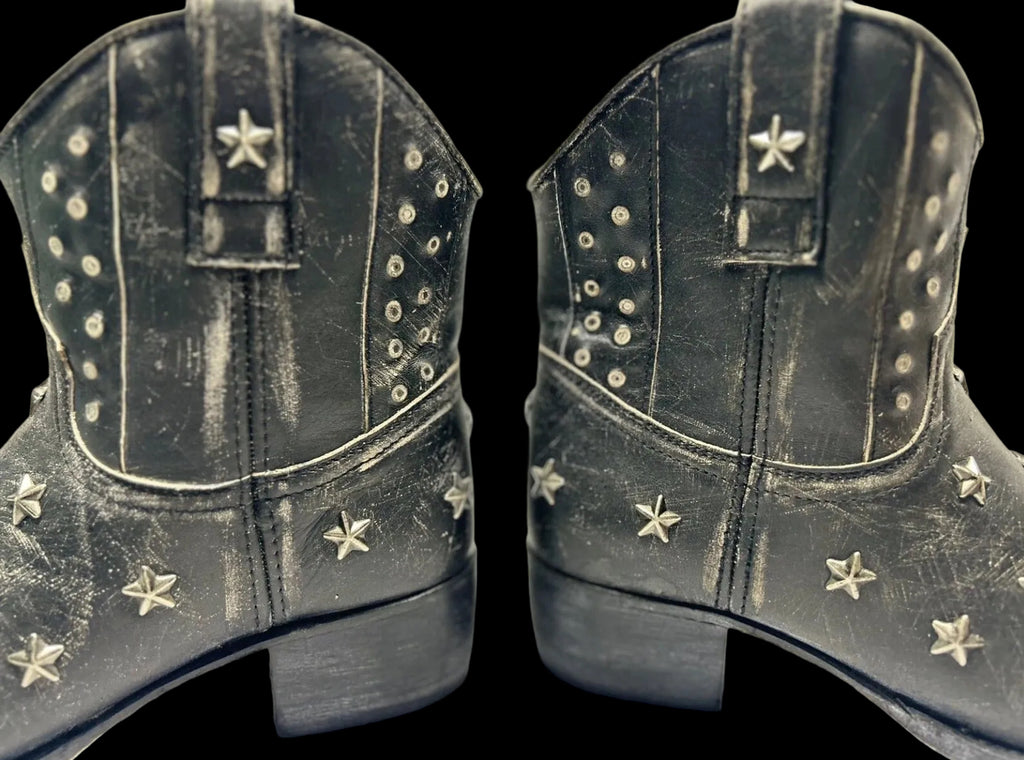 Star Studded Leather Ankle Boots Zippers 8.5B