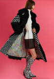 Checkered Faux Fur Coat