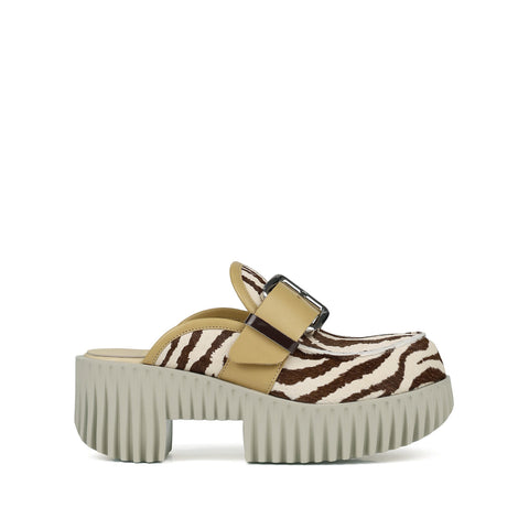 Plia Zebra Comfort Lug Clog Platform Sole Shoes