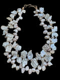Vintage 2 Strand Baroque Freshwater Pearl Necklace Mixed Biwa-Style Pearls Unsigned