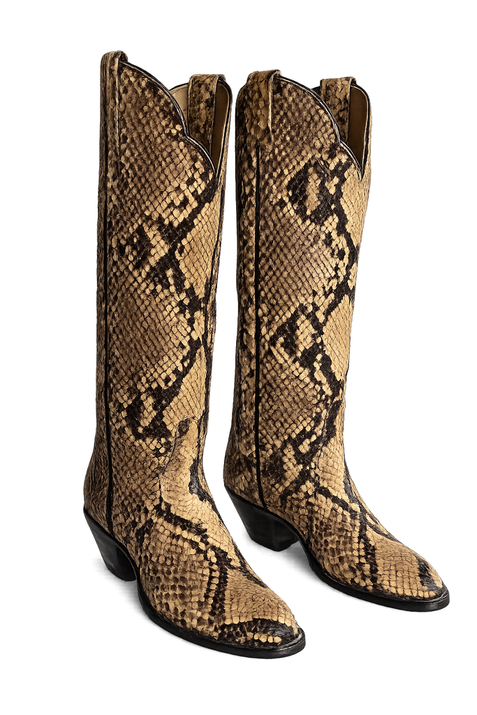 Vintage New Full Python Larry Mahan Boots 6N