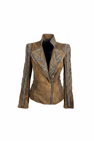 Kippys Swarovski Crystal Moto Italian Lamb Jacket