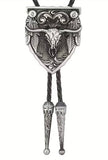 Southwest Steer Skull Feathers Bolo Tie