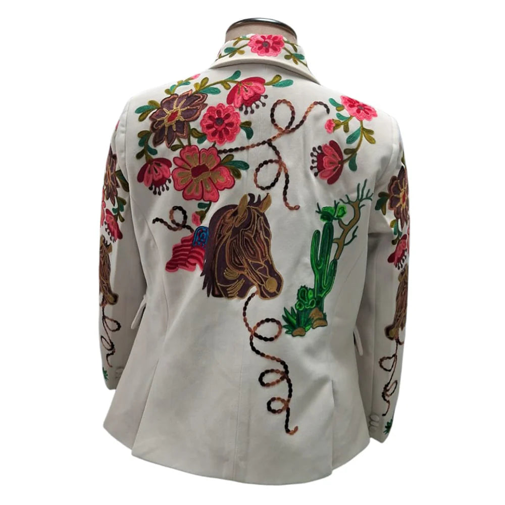 Desert Bloom Horse Embroidered Western Blazer