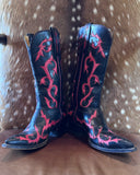 Rocketbuster Flame Inlay Red Black Cowboy Boots
