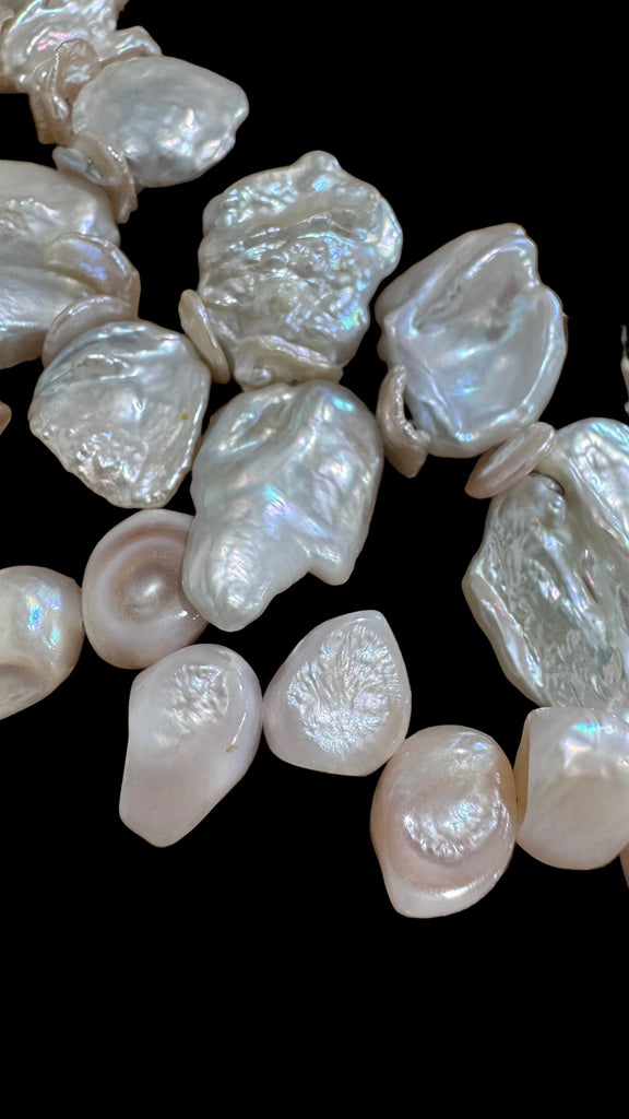 Vintage 2 Strand Baroque Freshwater Pearl Necklace Mixed Biwa-Style Pearls Unsigned