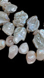 Vintage 2 Strand Baroque Freshwater Pearl Necklace Mixed Biwa-Style Pearls Unsigned
