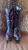 Rocketbuster Flame Inlay Red Black Cowboy Boots
