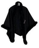 Bakni Black Cashmere Shawl Fox Trim