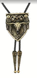 Southwest Steer Skull Feathers Bolo Tie